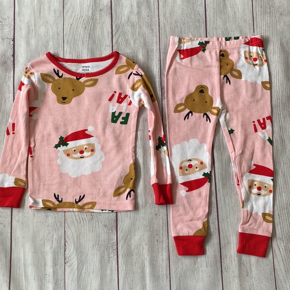 🎄🐢NWT Carter’s Christmas Pajamas Toddler Girls 🐢🎄 - Picture 4 of 5